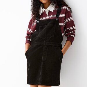 NWT Corduroy apron dress black 100% cotton